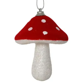 Weihnachtsanhänger Fliegenpilz 4er Set rot & weiß beglittert - Schaumstoff