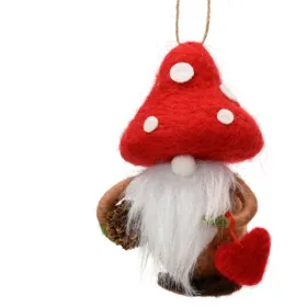 Weihnachtsanhänger Fliegenpilz-Männchen braun - Polyester