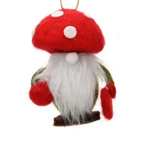 Weihnachtsanhänger Fliegenpilz-Männchen grün - Polyester