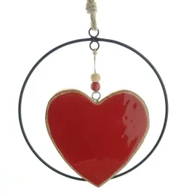 Weihnachtsanhänger Herz Rot mit schwarzem Ring Ø 20 cm - Holz & Metall Weihnachtsanhänger Herz Rot mit schwarzem Ring Ø 20 cm - Holz & Metall