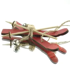 Weihnachtsanhänger Holz-Ski Rot 12 x 5 cm - Holz & Metall