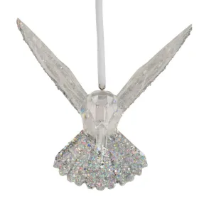 Weihnachtsanhänger Kolibri transparent silberfarben beglittert - Kunststoff