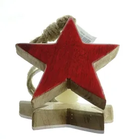 Weihnachtsanhänger Massivo Stern Rot & Natur Ø 10 cm - Holz