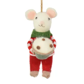 Weihnachtsanhänger Maus mit Muffin - Wolle
