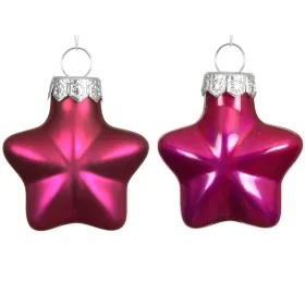 Weihnachtsanhänger Mini-Sterne Festive Pink Ø 4 cm aus Glas - 12er Set