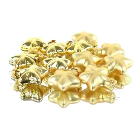 Weihnachtsanhänger Mini-Sterne Light Gold 6 x matt & 6 x glänzend 4 cm - Glas