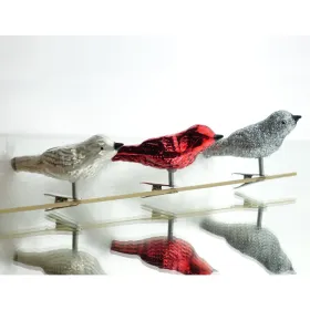 Glasvogelmix Silber-Glitzer Rot & Weiß 3x8x3,5 cm