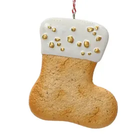 Weihnachtsanhänger Plätzchen Nikolausstiefel weiße Schokolade mit goldfarbenen Streuseln - Polyresin