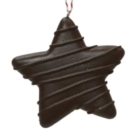Weihnachtsanhänger Plätzchen Stern mit Schokolade überzogen - Polyresin
