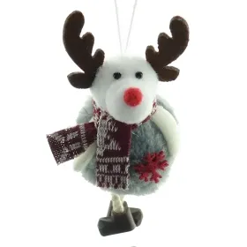 Weihnachtsanhänger Rentier Rudolph mit Schal mit Schlenkerbeinen - Plüsch Weihnachtsanhänger Rentier Rudolph mit Schal mit Schlenkerbeinen - Plüsch