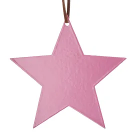 Weihnachtsanhänger Stern Rosa mit Lederband Ø 10 cm - Metall