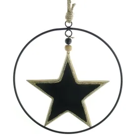 Weihnachtsanhänger Stern Schwarz mit schwarzem Ring Ø 20 cm - Holz & Metall Weihnachtsanhänger Stern Schwarz mit schwarzem Ring Ø 20 cm - Holz & Metall