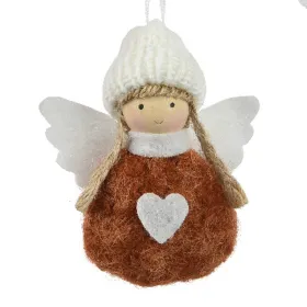 Weihnachtsanhänger Engel Braun & Weiß 3,5 cm - Polyester