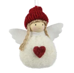 Weihnachtsanhänger Engel Weiß & Rot 3,5 cm - Polyester
