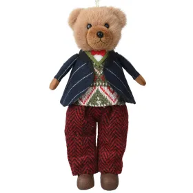 Weihnachtsanhänger Teddybärmann mit Sakko 18 cm- Polyester