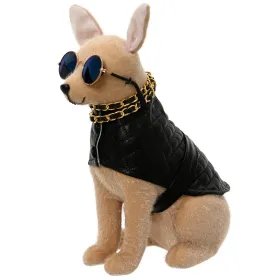Weihnachtsdeko Chihuahua mit Sonnenbrille hellbraun Höhe 28 cm - Kunstfell