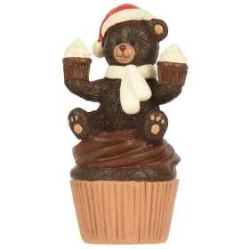Weihnachtsdeko Figur Teddy-Muffin schokobraun - Polyresin