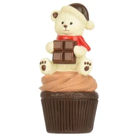 Weihnachtsdeko Figur Teddy-Muffin weiß - Polyresin