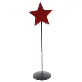 Weihnachtsdeko Massivo Stern Rot & Natur Ø 24 cm auf schwarzem Stab 80 cm - Mangoholz