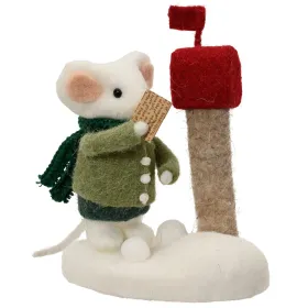 Weihnachtsdeko Maus im Schnee - Wolle & Polyfoam
