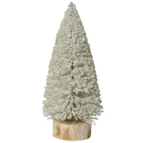 Weihnachtsdeko Mini-Baum weiß/perlmutt beglittert Ø 10 cm H: 24 cm