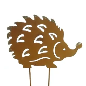 Weihnachtsdeko Rostiger Igel-Stecker mit Goldglitter 11 cm - Metall