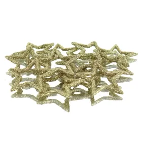 Weihnachtsdeko Streusterne Champagner mit Glitzer Ø 4 cm aus Kunststoff - 12er Pack