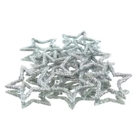 Weihnachtsdeko Streusterne Silberfarben mit Glitzer Ø 4 cm aus Kunststoff - 12er Pack