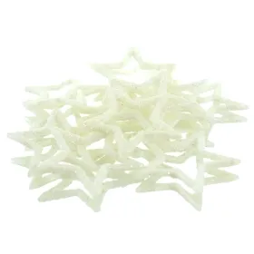 Weihnachtsdeko Streusterne Weiß mit Glitzer Ø 4 cm aus Kunststoff - 12er Pack