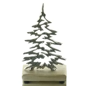 Weihnachtsdeko Tannenbaum Silberfarben auf Holzsockel 24 cm - Aluminium Weihnachtsdeko Tannenbaum Silberfarben auf Holzsockel 24 cm - Aluminium