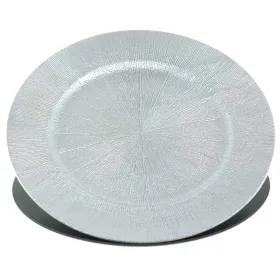 Weihnachtsdeko Teller Silberfarben mit Strukturoberfläche Ø 33 cm - Kunststoff Weihnachtsdeko Teller Silberfarben mit Strukturoberfläche Ø 33 cm - Kunststoff
