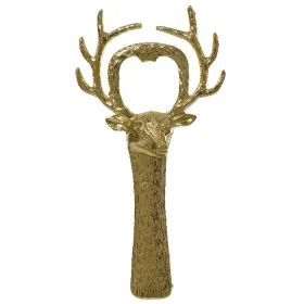 Weihnachtsflaschenöffner Hirsch Goldfarben Höhe 13,5 cm Breite 7 cm - Metall