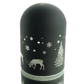 Weihnachtsglaskuppel mit Wintermotiv Schwarz mit 5 LED