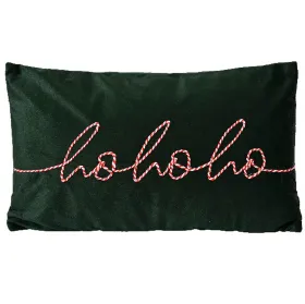 Weihnachtskissen hohoho Dunkelgrün Rot & Weiß 50 x 30 cm - Polyester