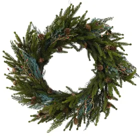 Weihnachtskranz Grün mit Zapfen Ø 60 cm Höhe 15 cm - Kunststoff