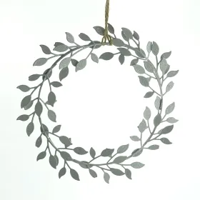 Weihnachtskranz mit Blättern Silberfarben Ø 19 cm aus Metall Weihnachtskranz mit Blättern Silberfarben Ø 19 cm aus Metall
