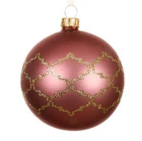 Weihnachtskugel Altpink mit goldfarbenen Muster Ø 8 cm - Glas