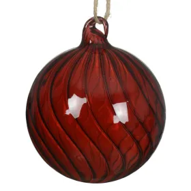Kugel bordeauxrot transp. geschwungene Linien Ø 8 cm - Glas