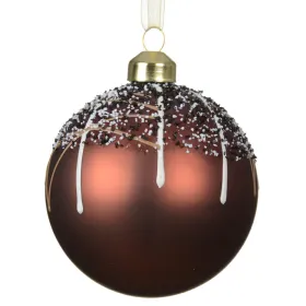 Weihnachtskugel Dunkelbraun mit Dekor Ø 8 cm - Glas