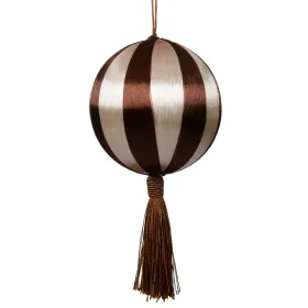 Weihnachtskugel gestreift Braun/Cremefarben mit Quaste Ø 10 cm - Seide & Schaumstoff