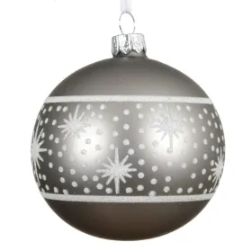 Weihnachtskugel Betongrau mit weißem Muster Ø 8 cm - Glas