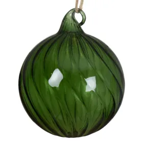 Weihnachtskugel Grün transparent geschwungene Linien Ø 8 cm - Glas