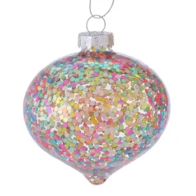 Weihnachtskugel in Glockenform mit buntem Glitter Ø 8 cm - Glas