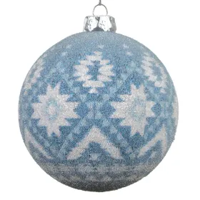 Weihnachtskugel Indigomuster Hellblau bruchfest Ø 8 cm - Kunststoff