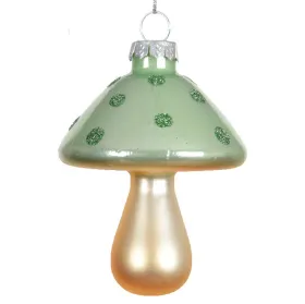 Nostalgie Weihnachtanhänger Pilz Hellgrün Ø 6,5 cm - Glas