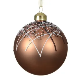 Weihnachtskugel Schokobraun mit Dekor Ø 8 cm - Glas