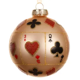 Weihnachtskugel Spielkarten groß Sandfarben Ø 8 cm - Glas