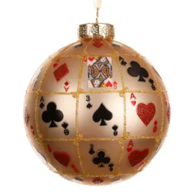 Weihnachtskugel Spielkarten klein Sandfarben Ø 8 cm - Glas