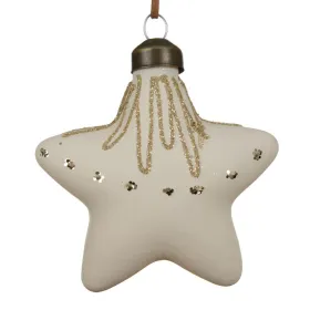 Weihnachtskugel Stern Weiß mit Glitter - Glas
