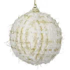 Weihnachtskugel Stoff weiß, gold- & silberfarben Ø 8 cm - Schaumstoff